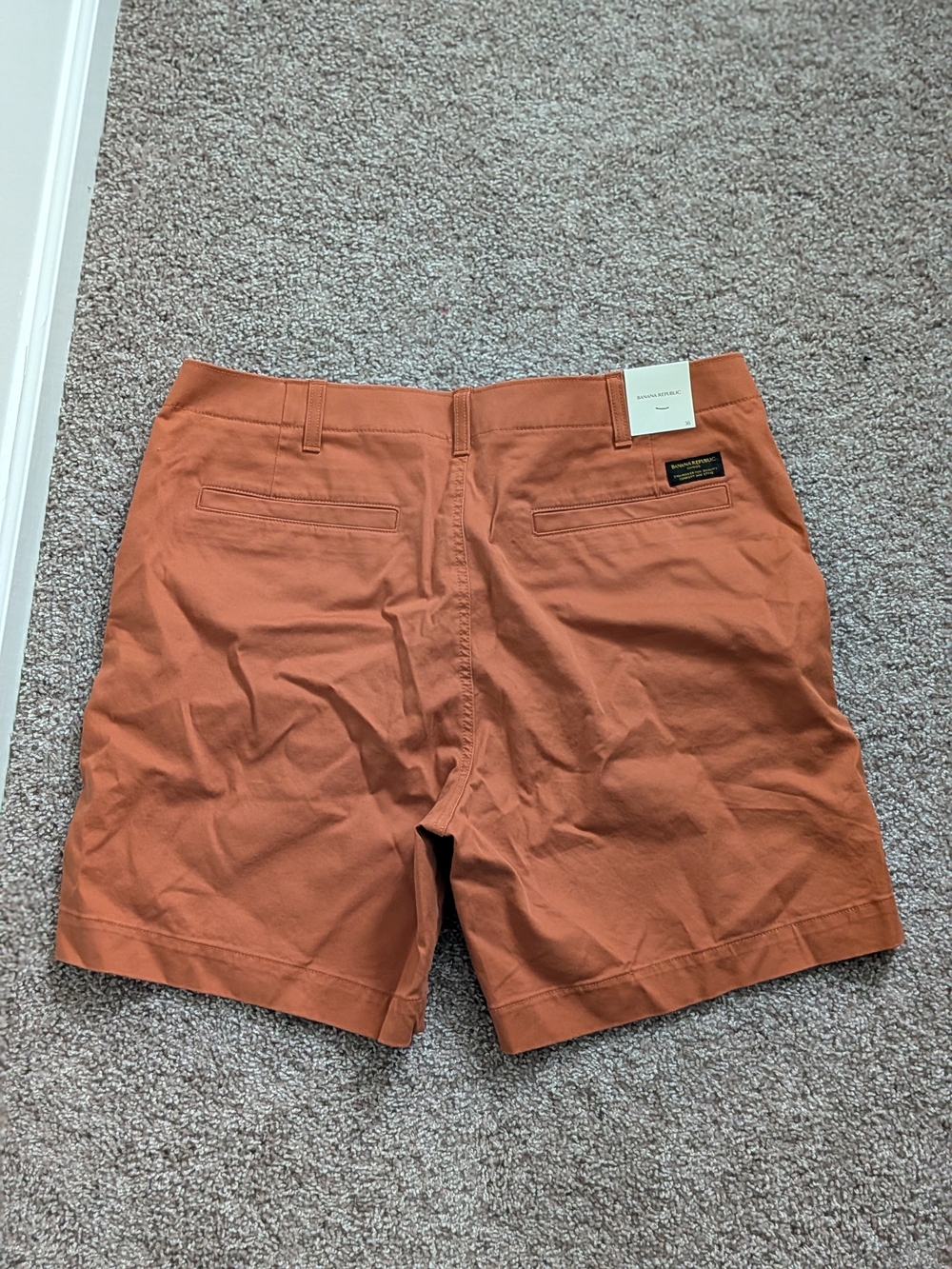 Banana Republic Men's Flat Front Shorts in Rust Orange